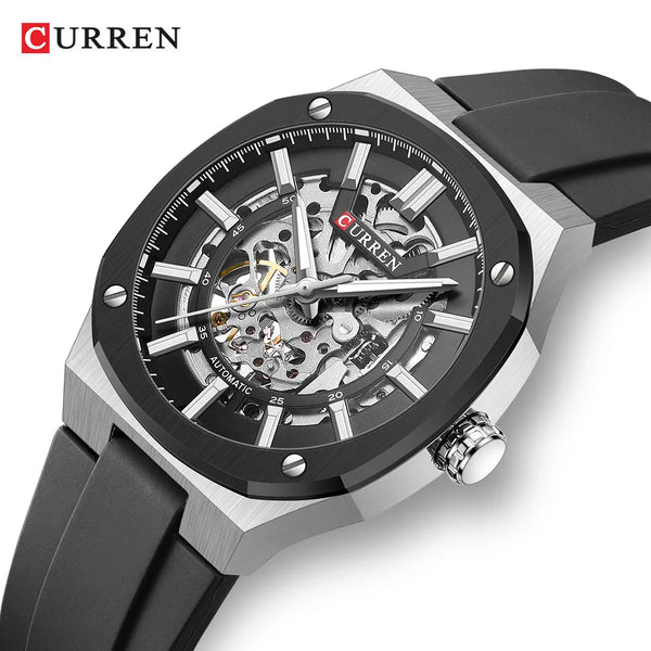 Caden Skeleton Watch | Automatic, Self-Winding, Silicone Strap