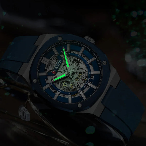 Caden Skeleton Watch | Automatic, Self-Winding, Silicone Strap