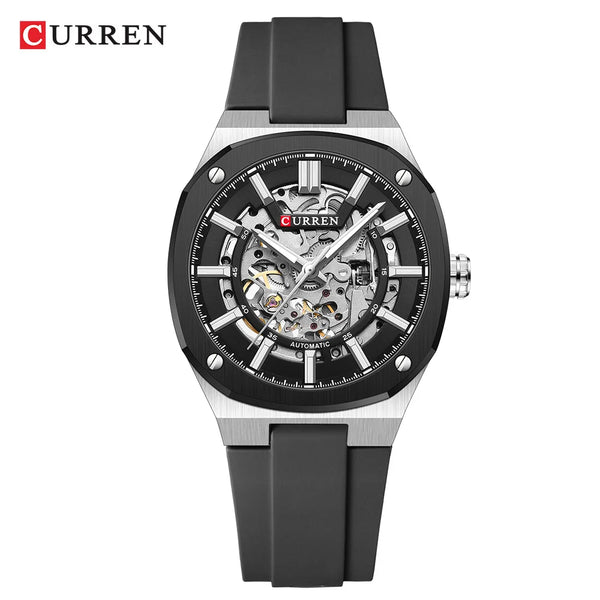 Caden Skeleton Watch | Automatic, Self-Winding, Silicone Strap