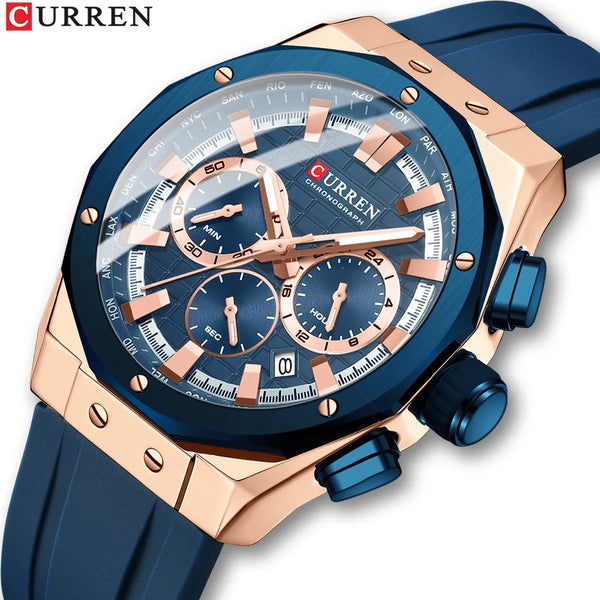 Cura Men's Watch | Multifunctional, Waterproof Silicone Strap